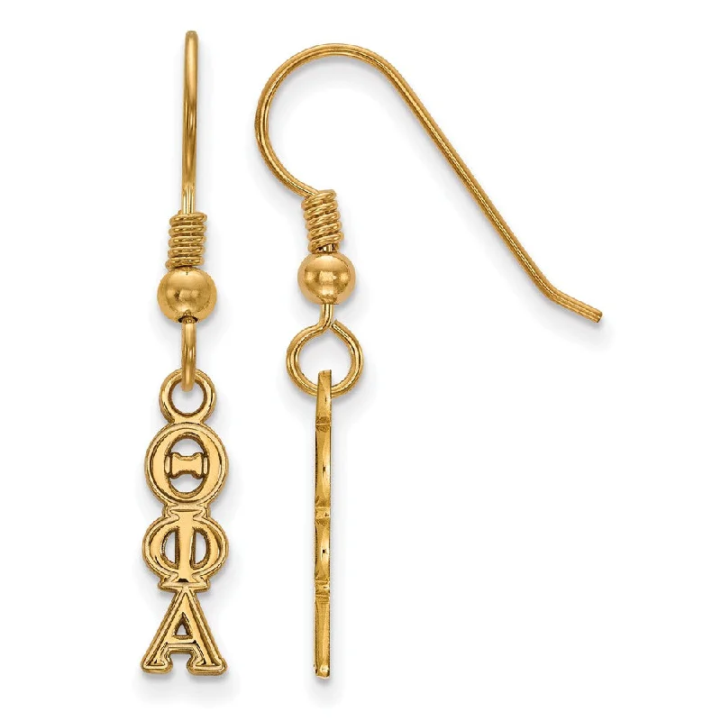 Ladies earrings dangle look-14K Plated Silver Theta Phi Alpha XS Dangle Earrings