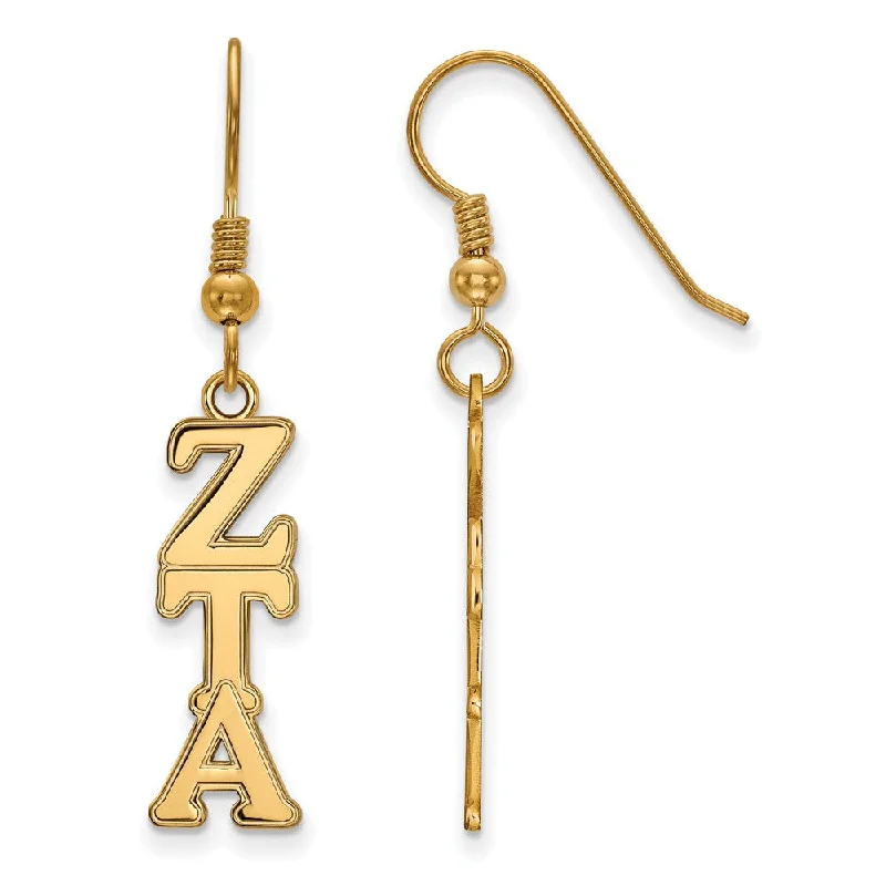 Ladies earrings gold-plated-14K Plated Silver Zeta Tau Alpha Dangle Medium Earrings