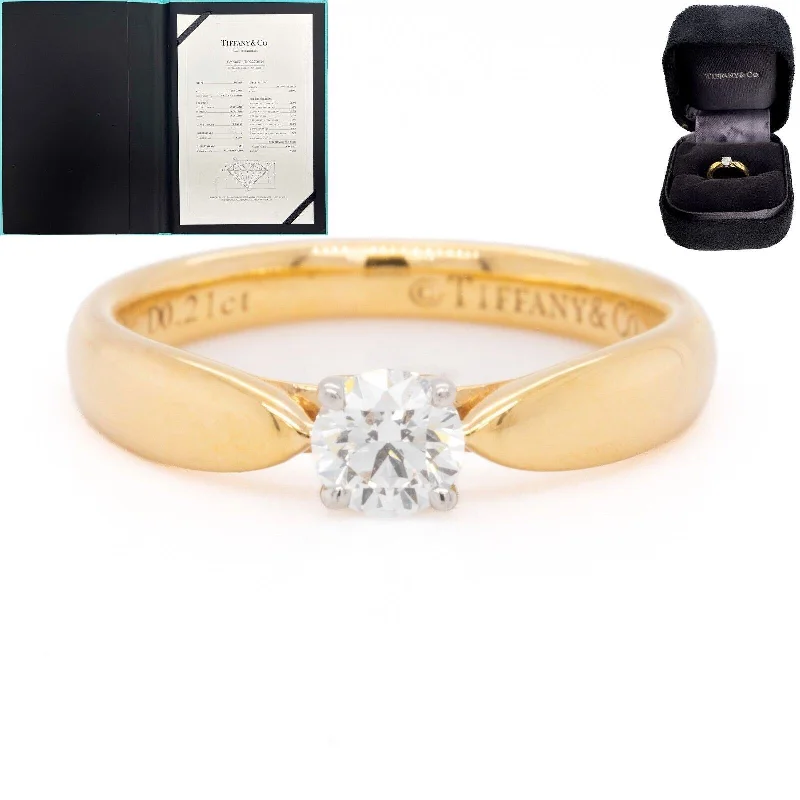 Ladies engagement rings warranty options-Tiffany & Co. Platinum & 18k Gold Diamond Engagement Ring 0.21ct G VS1 BOX CERT