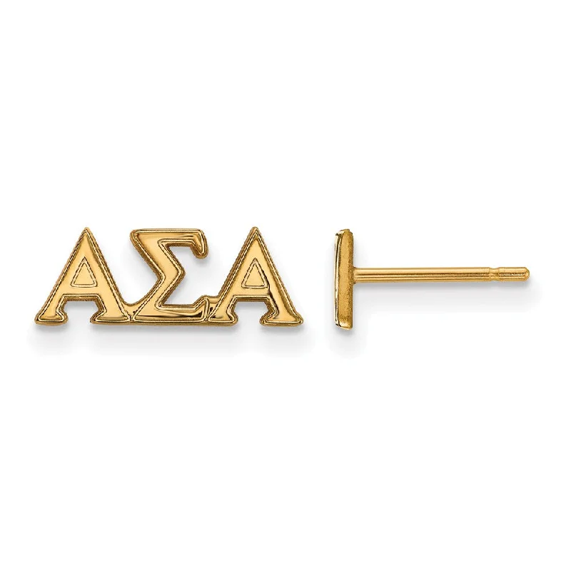 Ladies earrings Christmas styles-14K Plated Silver Alpha Sigma Alpha XS Greek Letters Post Earrings