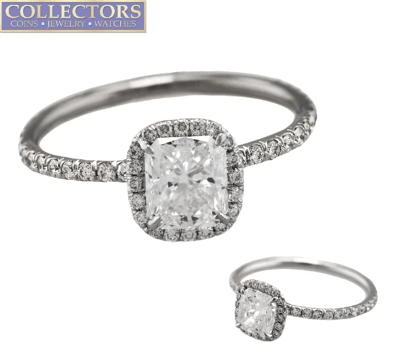 Ladies engagement rings romantic gifts-Exquisite Ladies Estate Platinum 950 0.80 CT Radiant Cut Diamond Engagement Ring