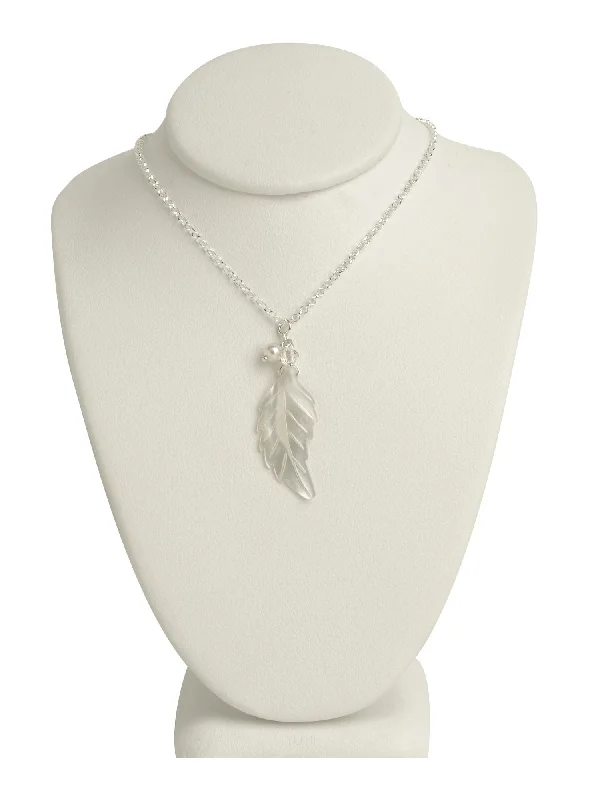 Ladies necklaces group designs-Magnolia Pearl Leaf Pendant Necklace