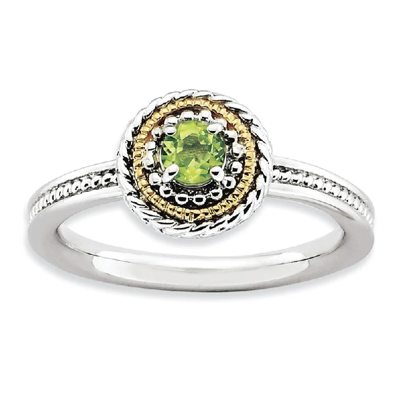 Ladies ring Mother’s Day-Sterling Silver & 14K Gold Plated Stackable Peridot Ring