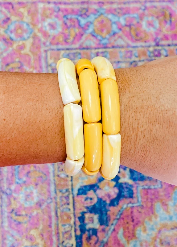 Ladies bracelets investment value-Pop Acyrlic Bracelets - yellow