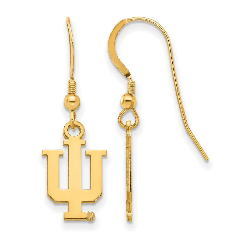 Ladies earrings customer reviews-14k Gold Plated Silver Indiana University SM Dangle Earrings