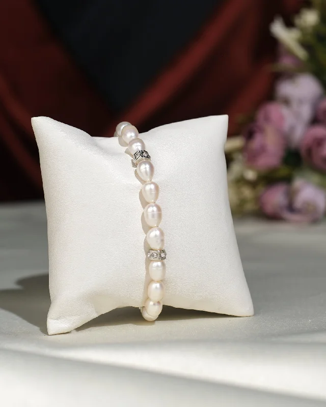 Ladies bracelets designer brands-Elegant White 1 line Bracelet