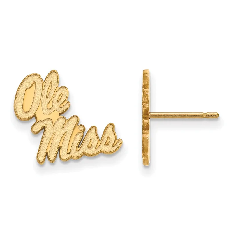 Ladies earrings titanium options-14k Gold Plated Silver University of Mississippi Post Earrings