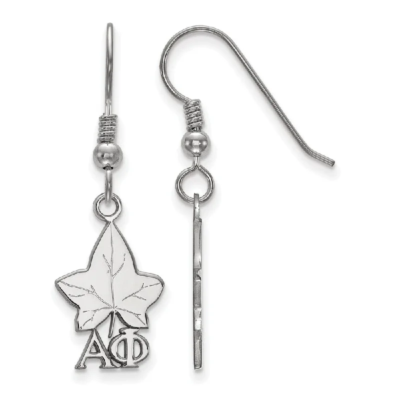 Ladies earrings investment pieces-Sterling Silver Alpha Phi Small Dangle Earrings