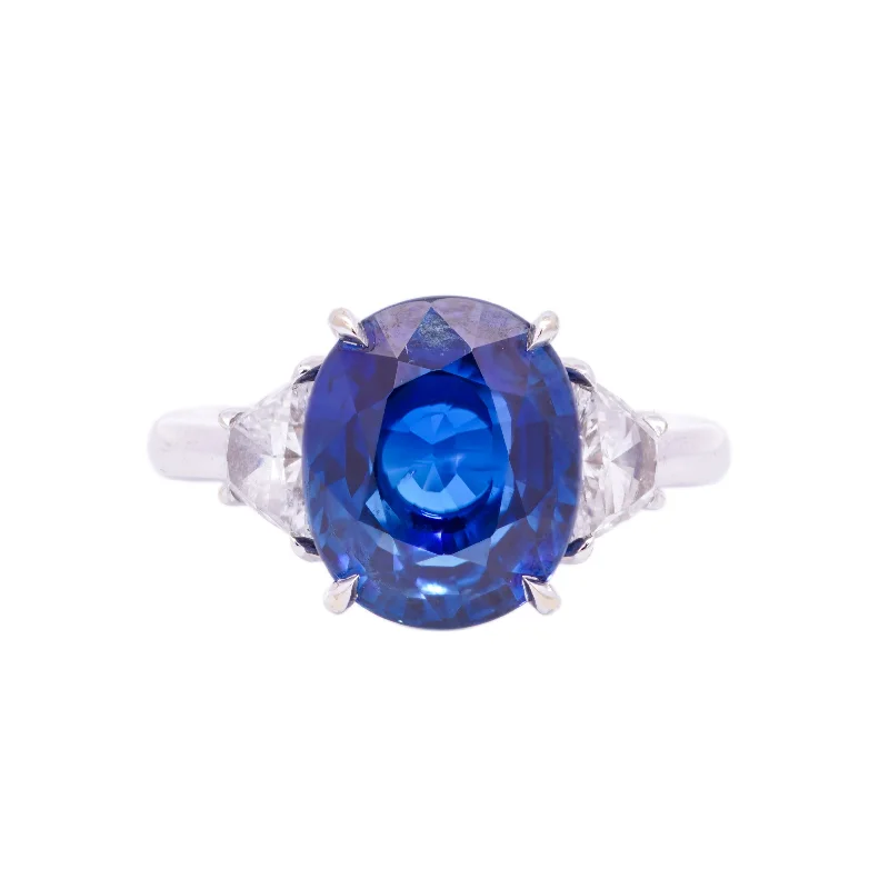 Ladies ring ethnic style-Contemporary Oval Sapphire & Diamond Ring