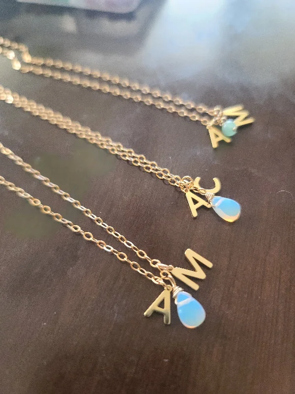 Ladies necklaces engraved names-Initial Opalite Necklace