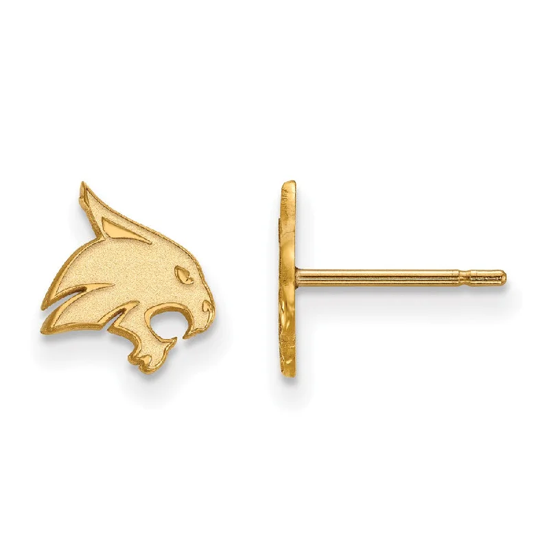 Ladies earrings creative designs-14k Gold Plated Silver Texas State University XS (Tiny) Post Earrings