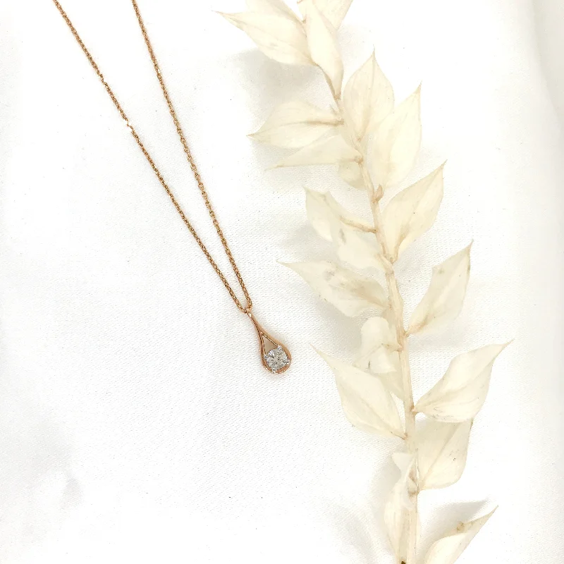 Ladies necklaces holiday specials-10k Rose Gold Diamond Teardrop Necklace