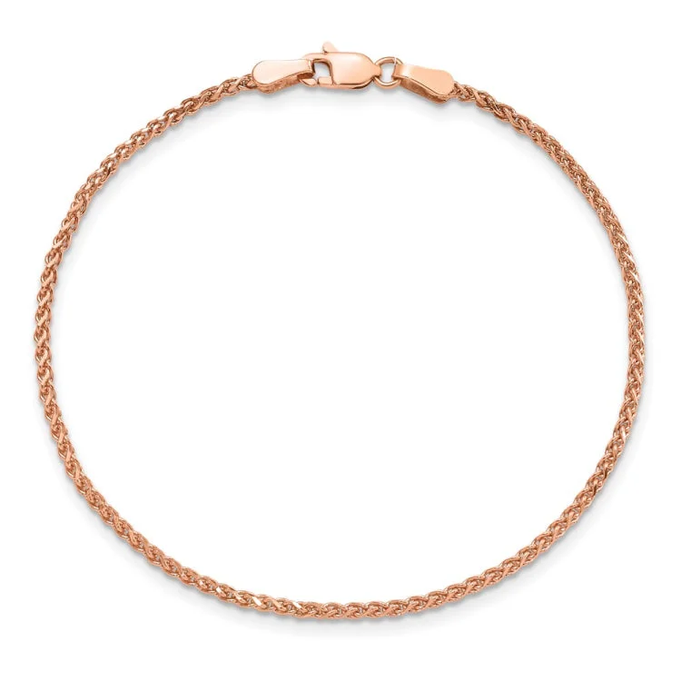 Ladies bracelets openwork patterns-14K Rose Gold 7 inch 1.7mm Diamond-cut Spiga with Lobster Clasp Bracelet