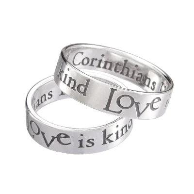 Ladies ring Christmas edition-1 Corinthians 13:4 Poesy Ring ~ Love is Patient, Love is Kind