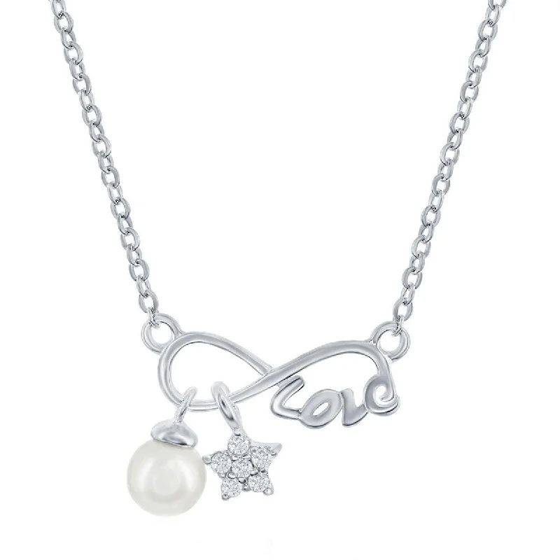 Ladies necklaces popular brands-Classic Women's Necklace - Infinity Love with CZ Star and Round 4mm FWP | M-6869