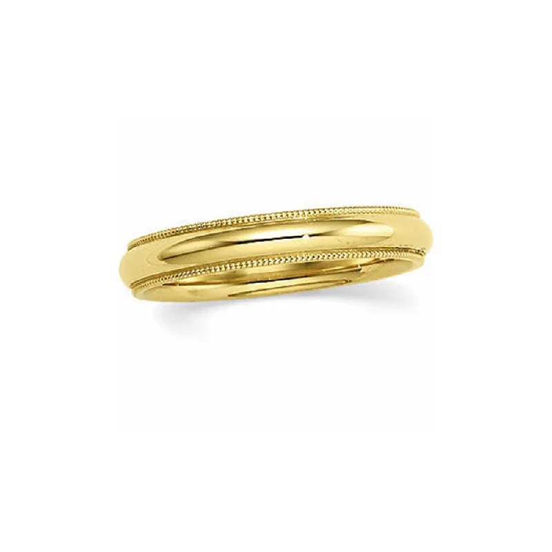 Ladies ring global brands-4mm Milgrain Edge Domed Light Band in 14k Yellow Gold