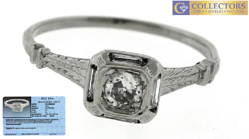 Ladies engagement rings limited editions-Antique Art Deco 18K White Gold 0.25ctw Old European Diamond Engagement Ring