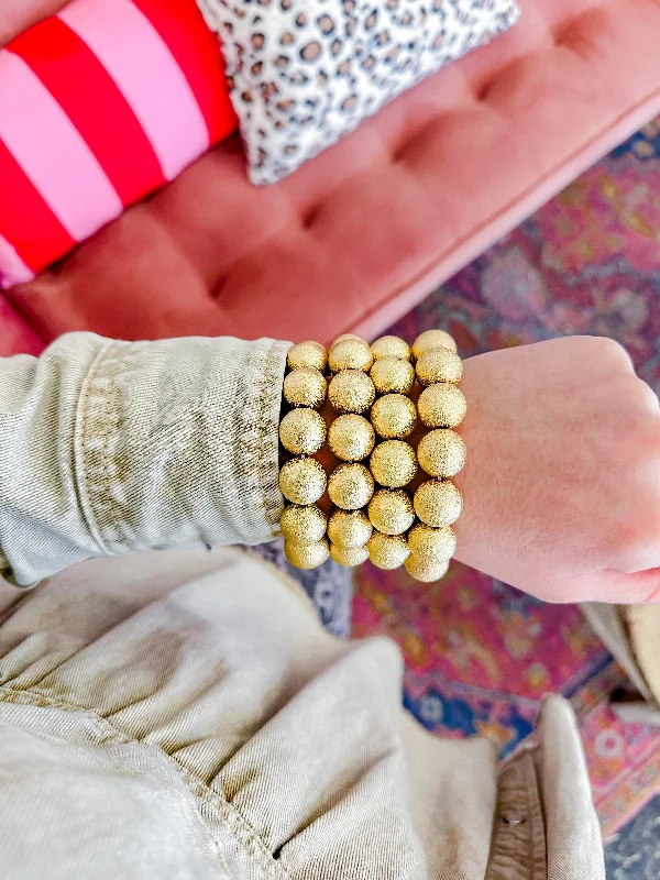 Ladies bracelets birthday gifts-Matte Gold Beaded Bracelet