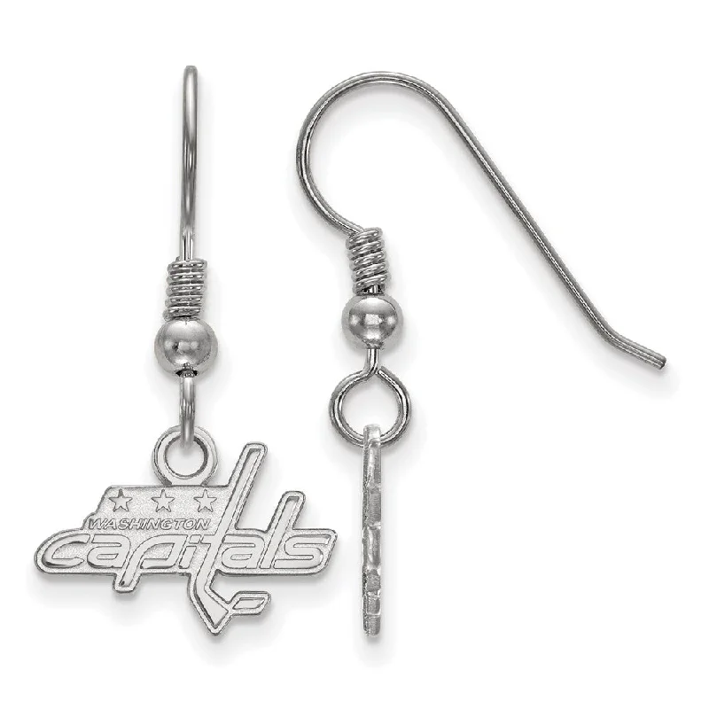 Ladies earrings 2025 trends-Sterling Silver NHL Washington Capitals XS Dangle Earrings