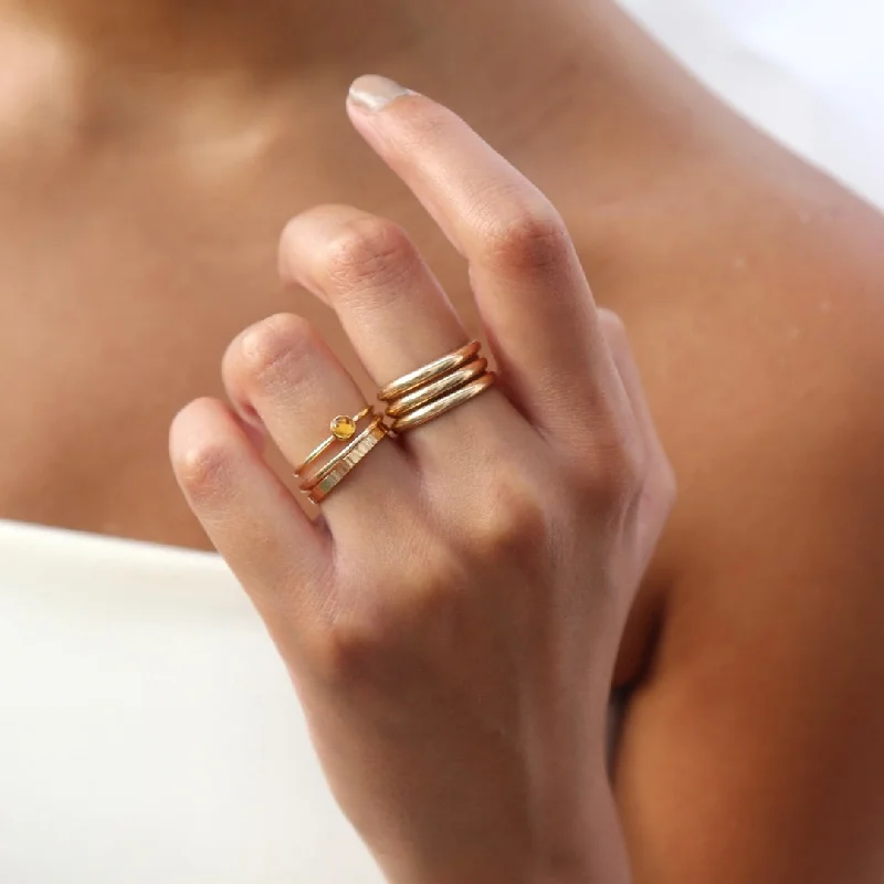 Ladies ring hollow patterns-Citrine Ring