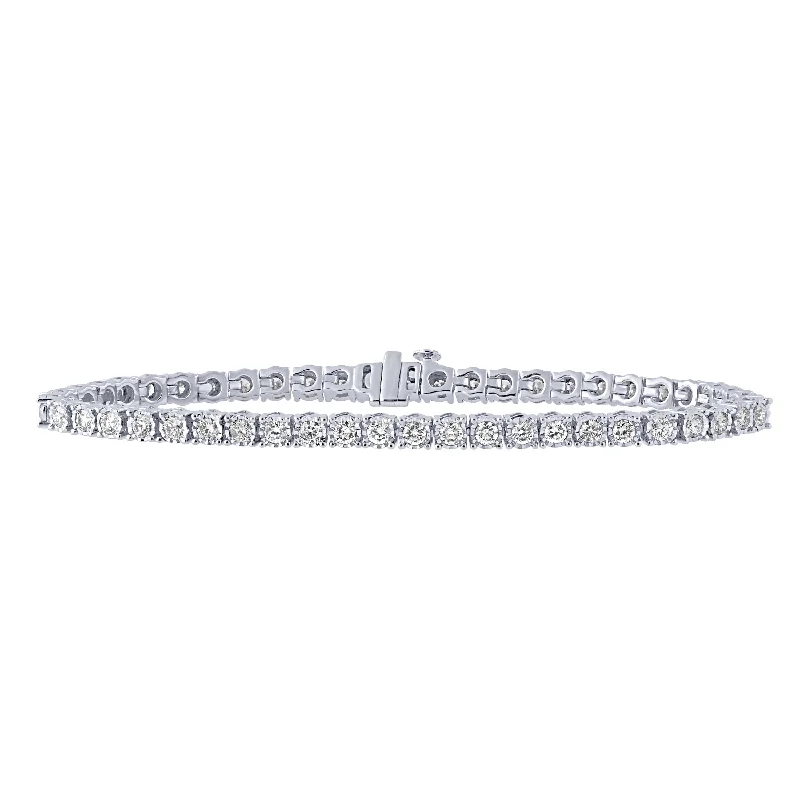 Ladies bracelets custom designs-14K White Gold 3Ct Diamond Tennis Bracelet