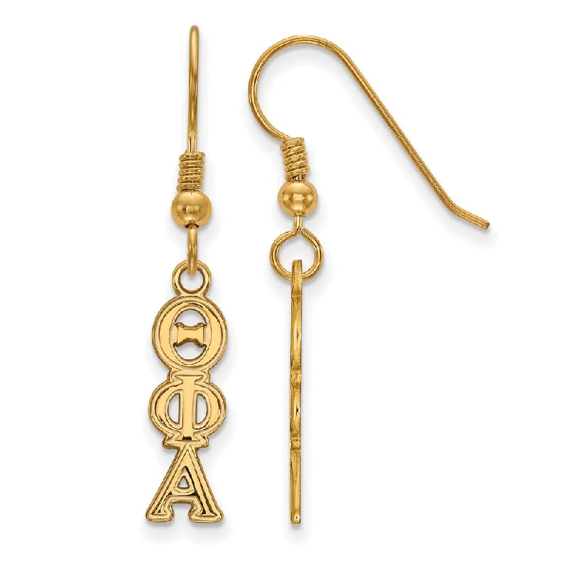 Ladies earrings anniversary picks-14K Plated Silver Theta Phi Alpha Dangle Small Earrings