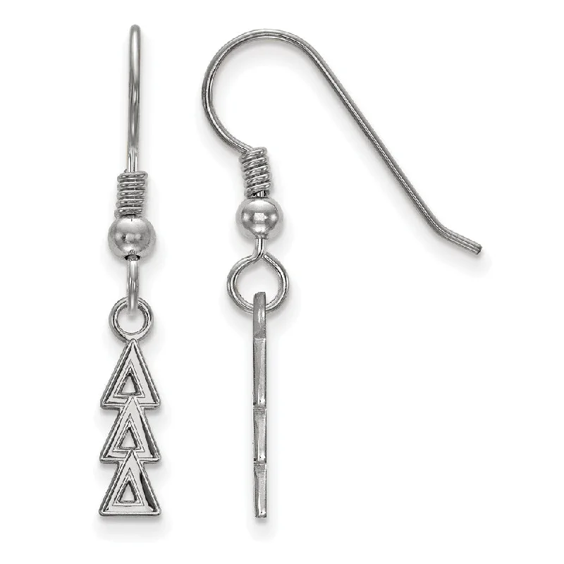 Ladies earrings one-of-a-kind-Sterling Silver Small Delta Delta Delta Dangle Earrings