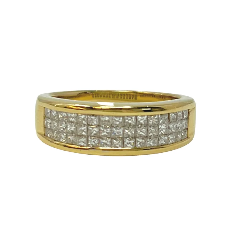 Ladies ring recommendations-18K Gold Ring with Invisible Set Diamonds