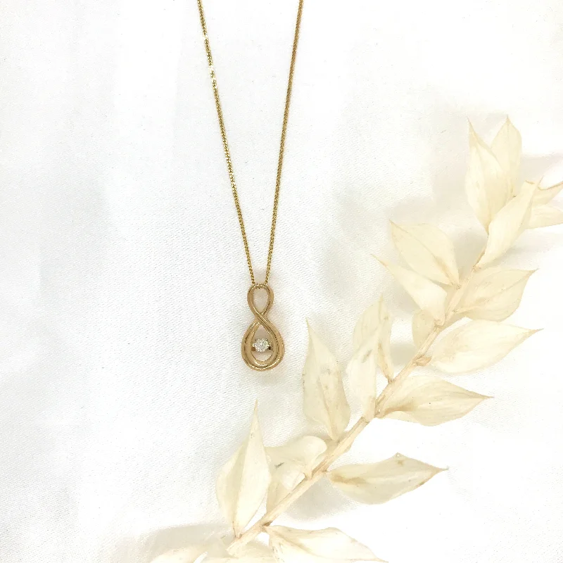 Ladies necklaces lab-created stones-10k Yellow Gold Diamond Dancing Necklace