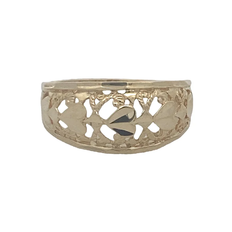 Ladies ring viral picks-Estate Yellow Gold D/C Dome Ring