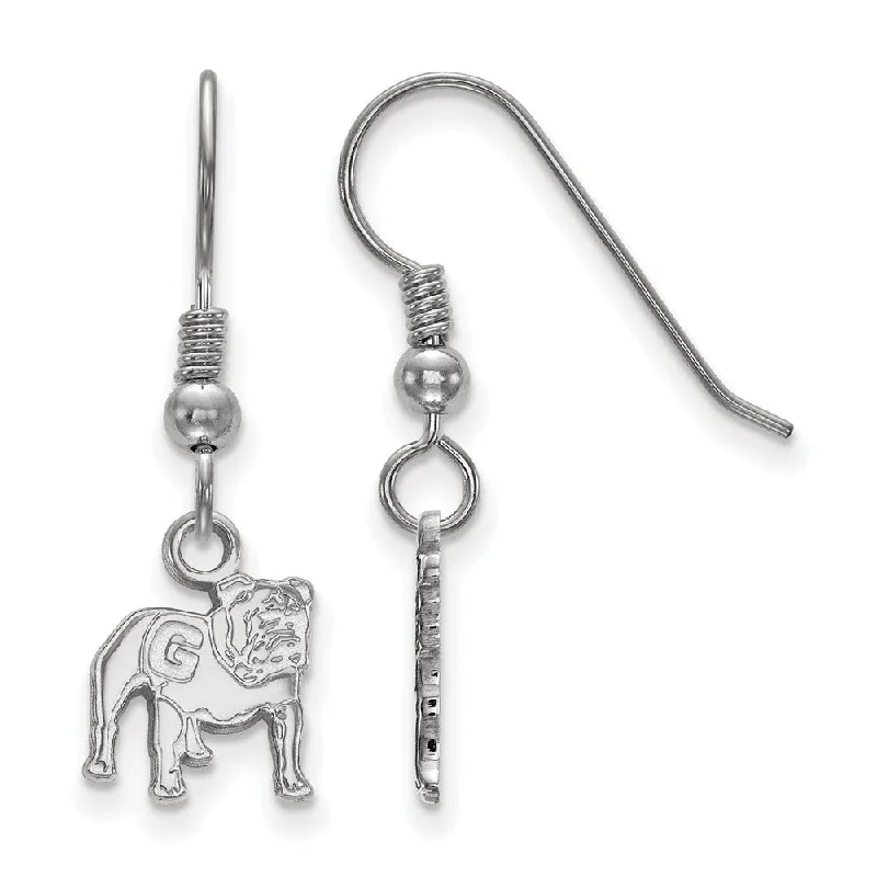 Ladies earrings boho chic-Sterling Silver University of Georgia XS (Tiny) Dangle Earrings