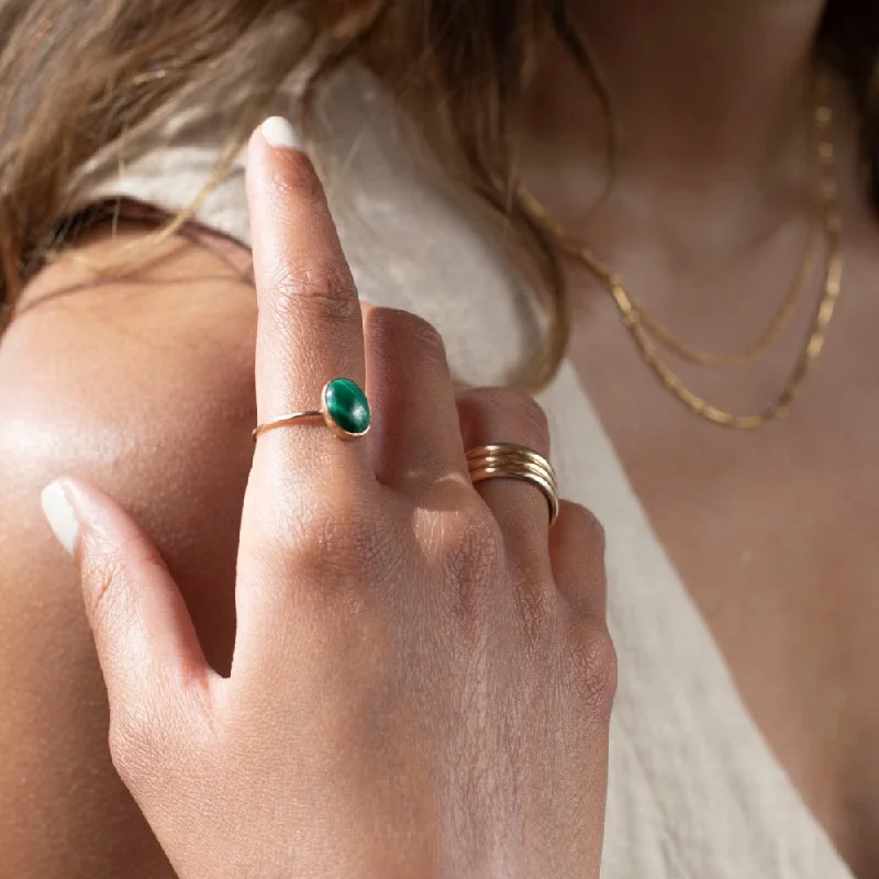 Ladies ring e-commerce sites-Malachite Ring | Wholesale