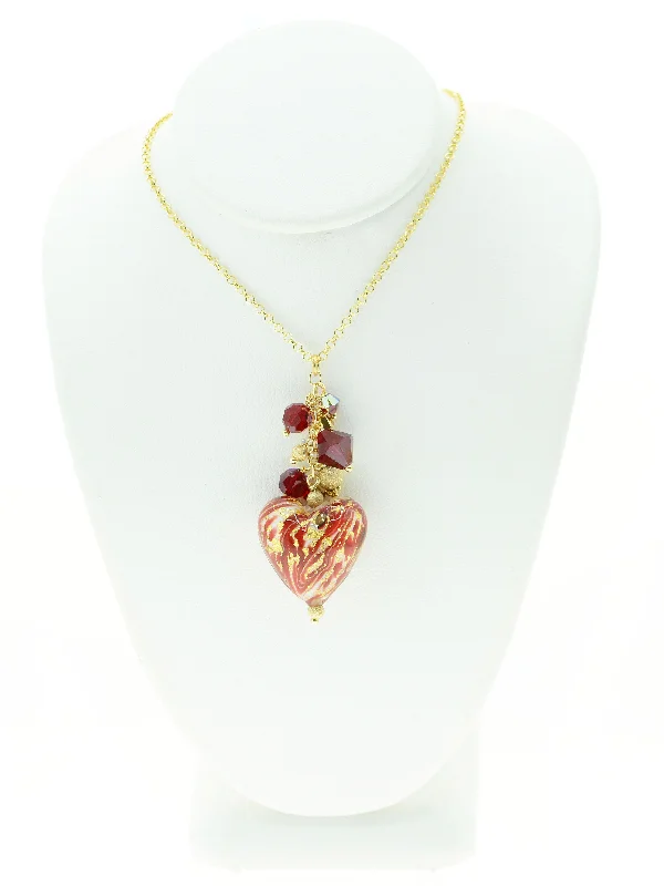 Ladies necklaces titanium options-Red Ca D'Oro Venetian Glass Heart Necklace