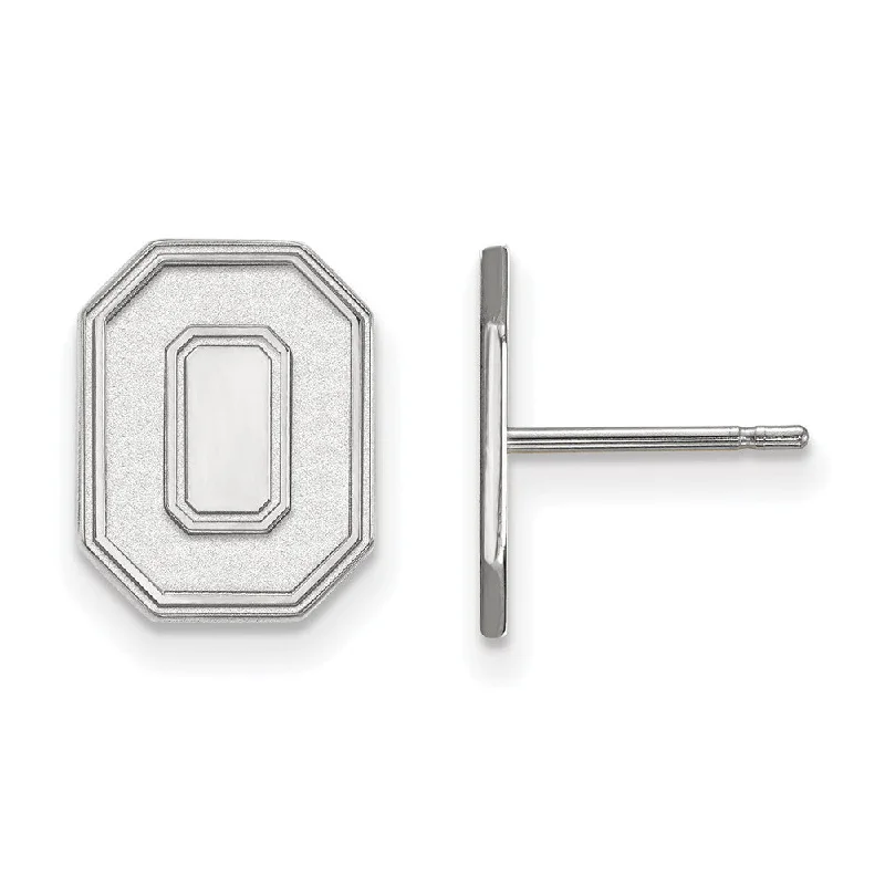 Ladies earrings viral picks-10k White Gold Ohio State University Small Initial O Post Earrings