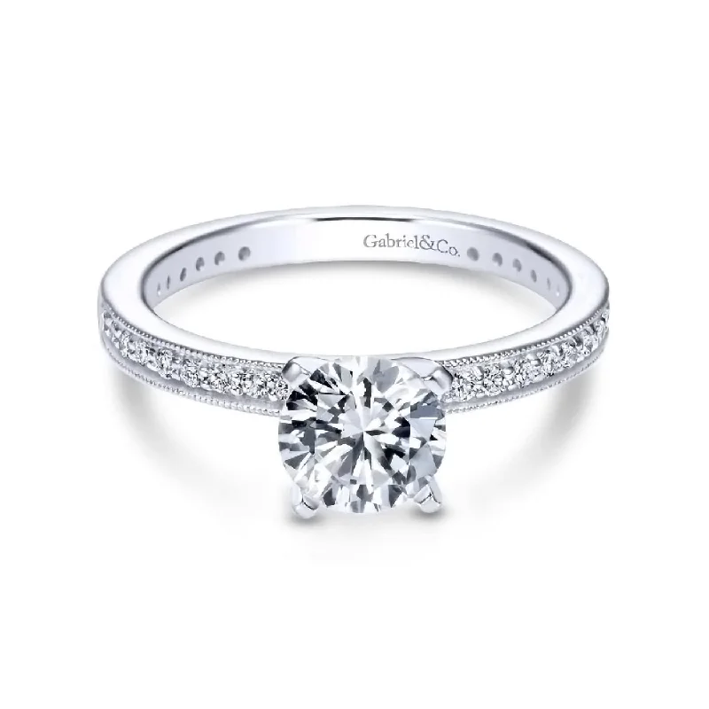 Ladies engagement rings heirloom quality-White Gold Diamond Semi Mount Engagement Ring