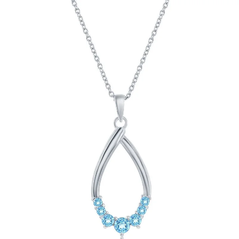 Ladies necklaces international brands-Classic Women's Necklace - Sterling Silver Swiss Blue Topaz Pear-shaped | M-6983