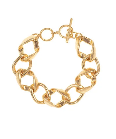 Ladies bracelets gold-plated-Designer Chunky Link Metal Bracelet