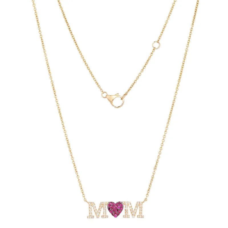 Ladies necklaces office wear-MOM RUBY + DIAMOND NECKLACE