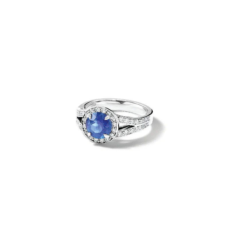 Ladies engagement rings platinum options-Mia Engagement Ring 18ct White Gold - Sapphire & Diamond