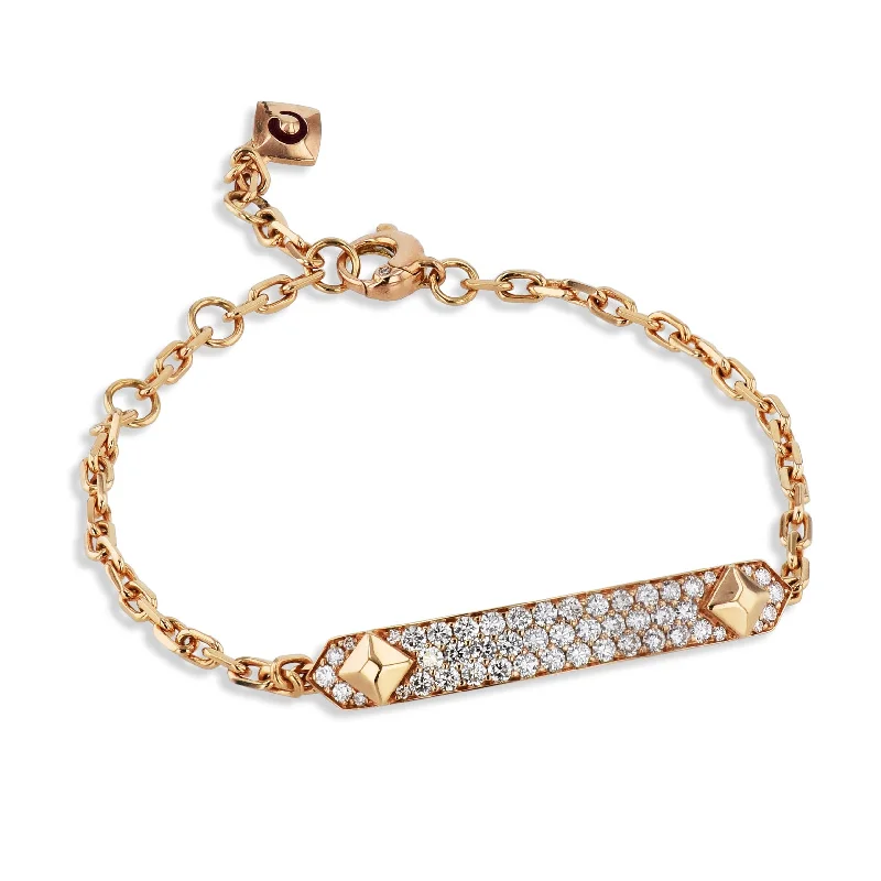 Ladies bracelets charm bracelets-Rose Gold Pave Diamond Bracelet