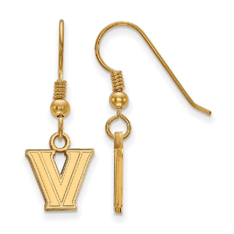 Ladies earrings jade styles-14k Gold Plated Silver Villanova University XS (Tiny) Dangle Earrings