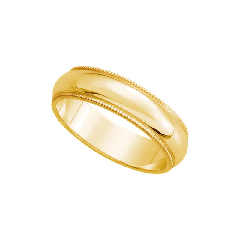 Ladies ring natural stones-5mm Milgrain Edge Domed Band in 10k Yellow Gold