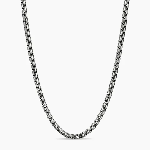 Ladies necklaces international brands-DREW STAINLESS MEN'S BOX CHAIN NECKLACE - 3MM + 5MM