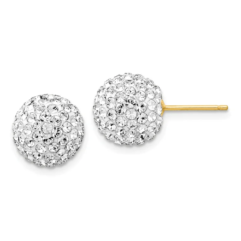 Ladies earrings care tips-10mm Crystal Ball Earrings with a 14k Yellow Gold Post