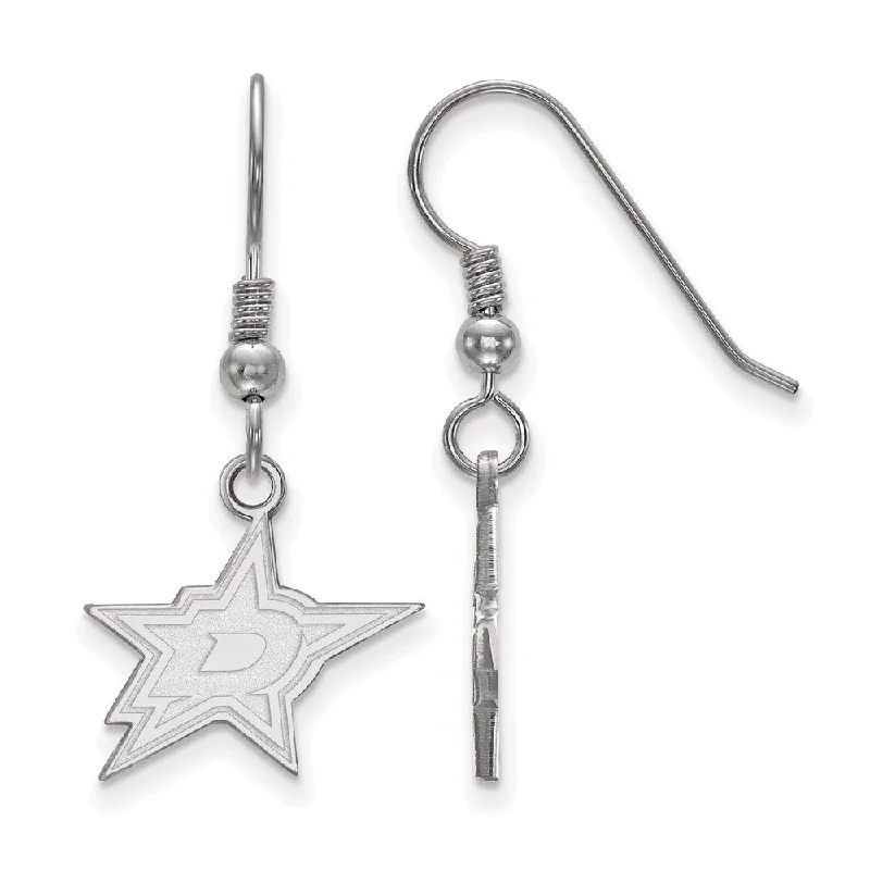 Ladies earrings proposal surprises-Sterling Silver NHL Dallas Stars Small Dangle Earrings