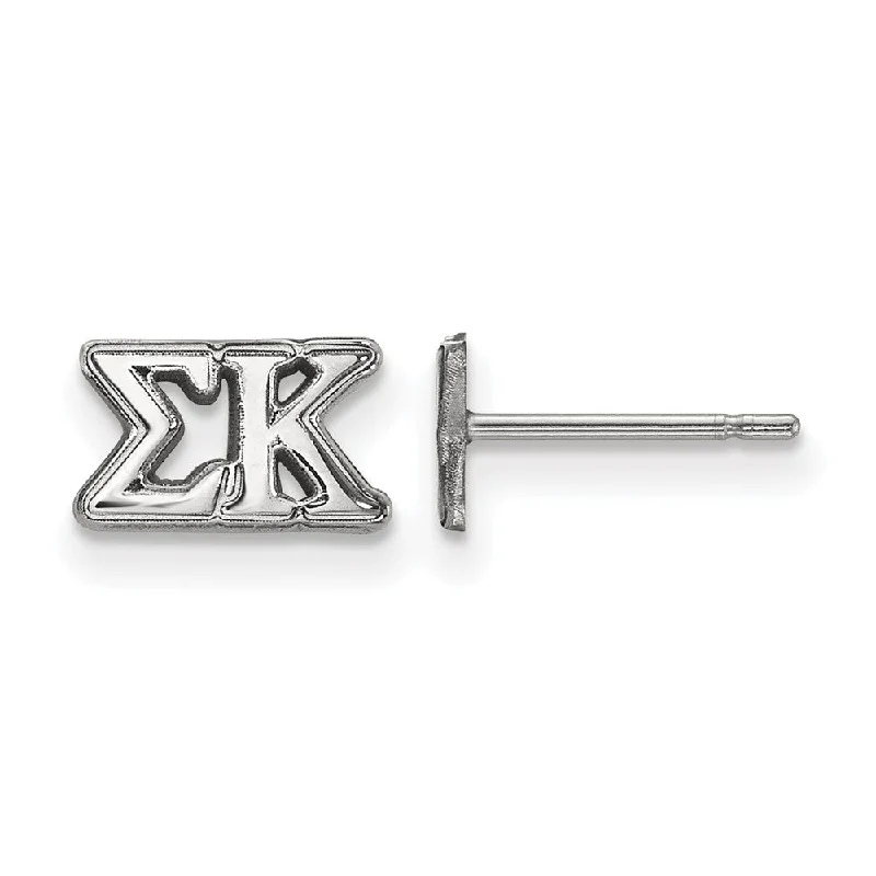 Ladies earrings office wear-Sterling Silver Sigma Kappa XS Greek Letters Post Earrings