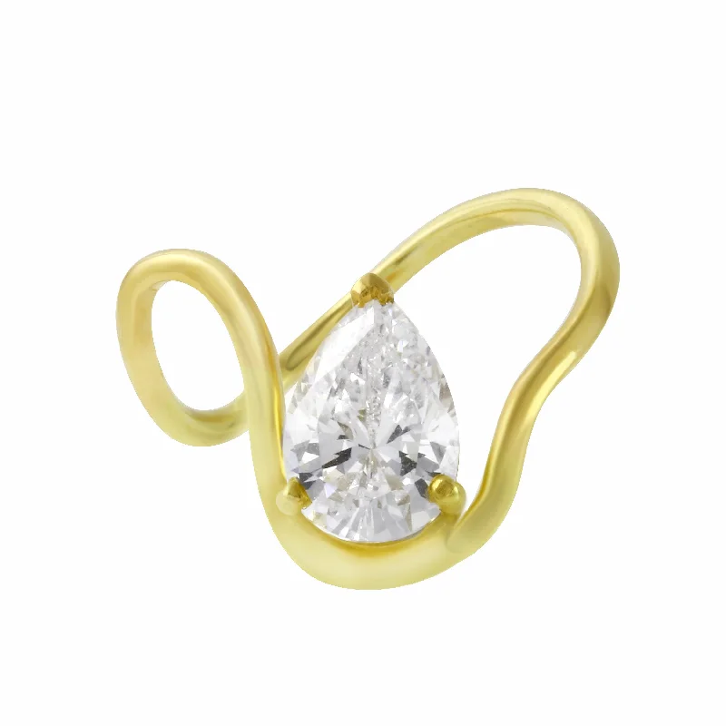 Ladies engagement rings affordable finds-Pear Diamond Organic Modern Swirl Engagement Ring