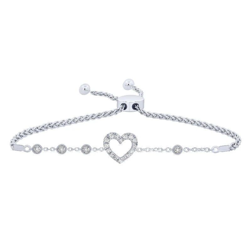 Ladies bracelets youthful charm-Sterling Silver 2/5Ctw Heart Friendship Bracelet