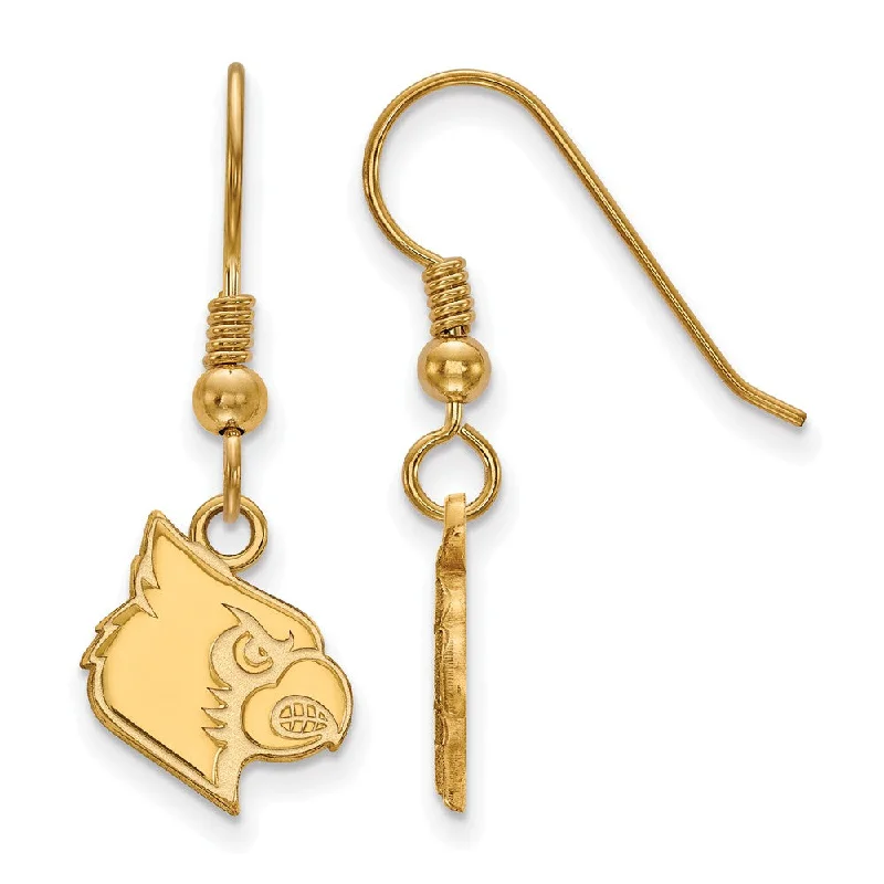 Ladies earrings online shopping-14k Gold Plated Silver University of Louisville Dangle Earrings