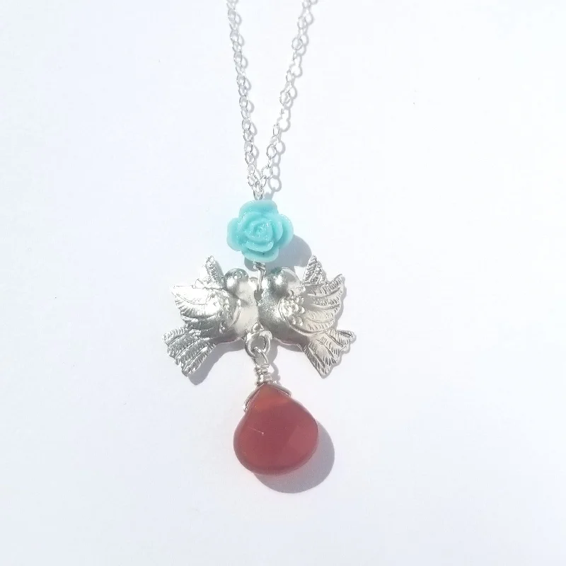 Ladies necklaces everyday use-Lovebird Charm Necklace